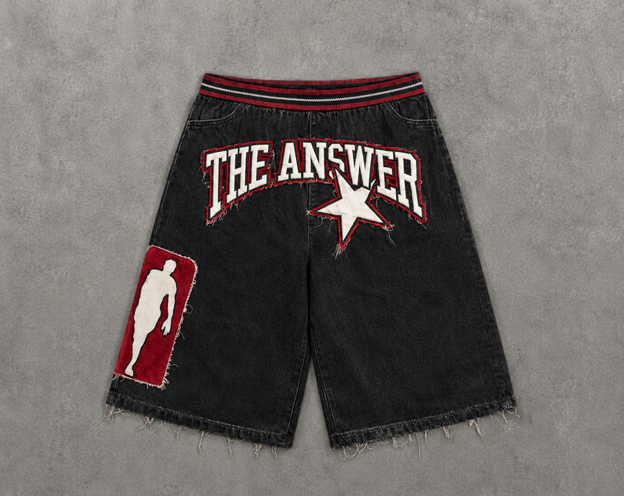 BLACK, RED AND WHITE "ANSWER" JORT