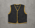 RAW BLACK DENIM "ND" SLEEVELESS JACKET